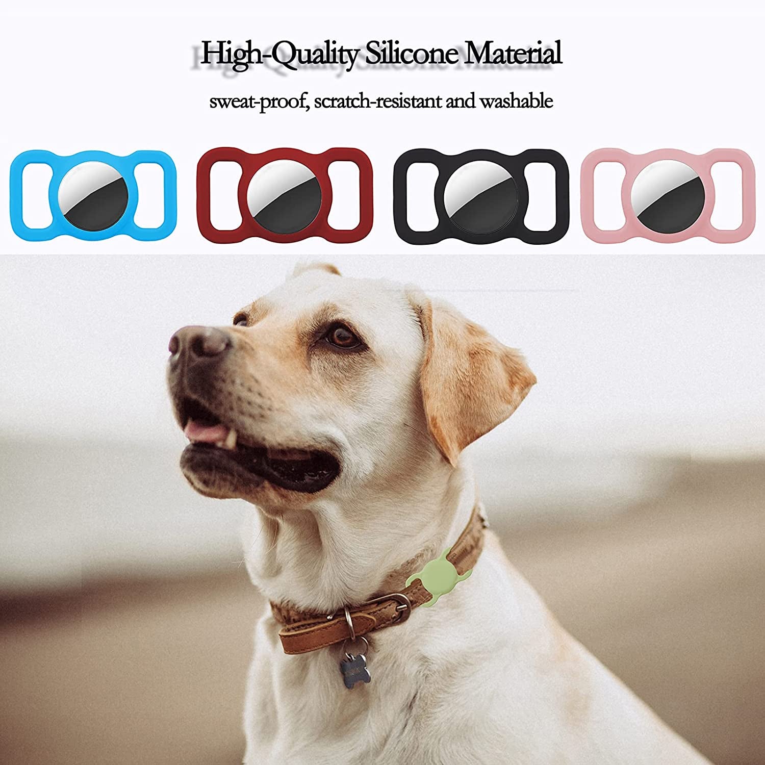 Protective Case Compatible for Airtag GPS Tracker, Fit for Dog Cat Collar Accessories Pet Loop Holder, Silicone Protective Case for Air Tag Lightweight Soft anti Scratch anti Lost(White 1Pack)