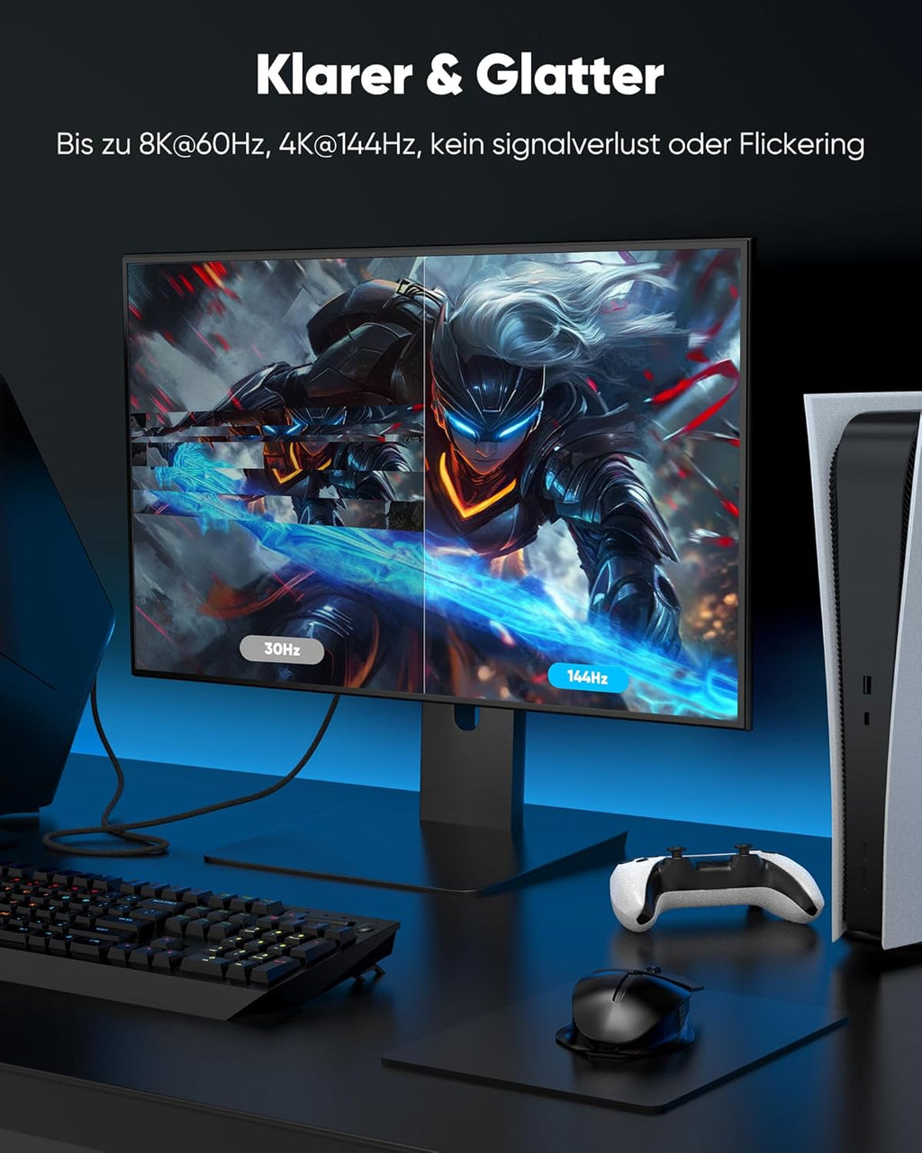 Highwings HDMI 2.1 Kabel 3Meter Zertifiziertes, 10K 8K HDMI Kabel 48Gbps Ultra Highspeed 8K 60Hz 4K 120Hz 7680P Earc HDCP 2.2&2.3 DTS:X Dynamische HDR Kompatibel Mit Soundbar HDTV Monitor