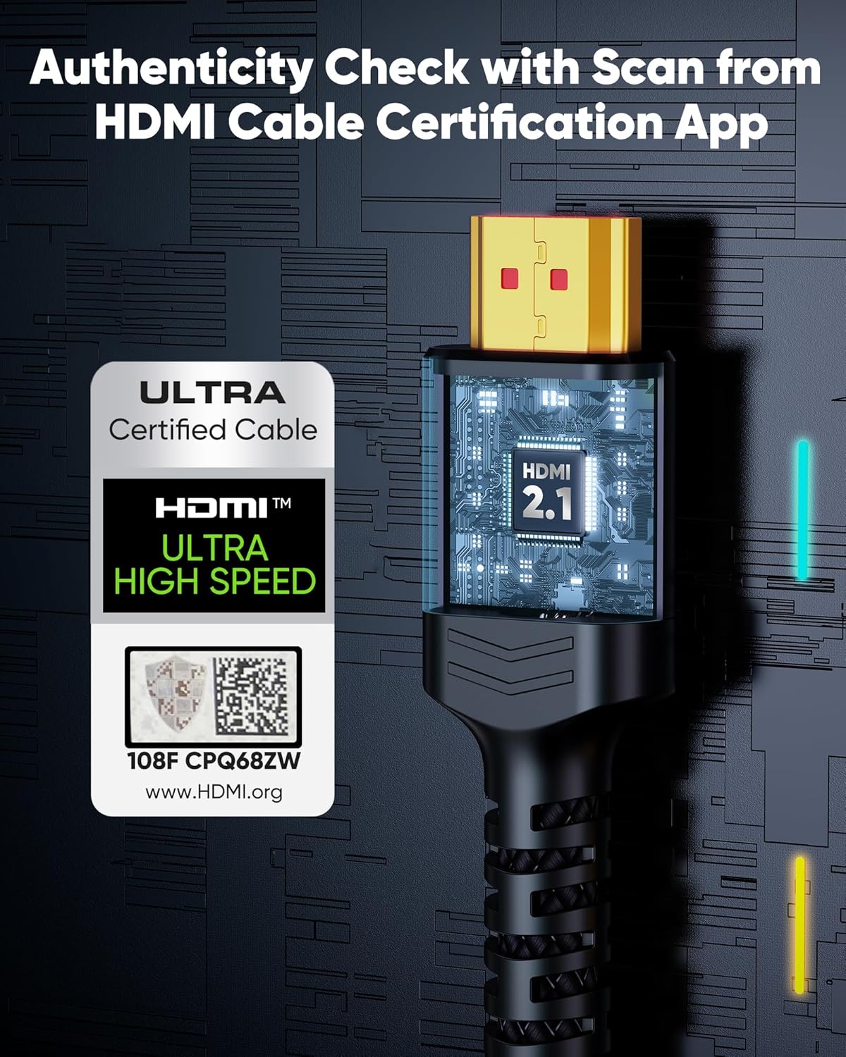 Highwings HDMI 2.1 Kabel 3Meter Zertifiziertes, 10K 8K HDMI Kabel 48Gbps Ultra Highspeed 8K 60Hz 4K 120Hz 7680P Earc HDCP 2.2&2.3 DTS:X Dynamische HDR Kompatibel Mit Soundbar HDTV Monitor