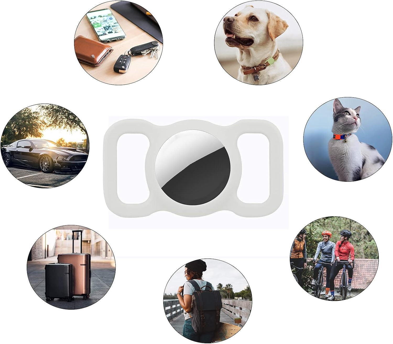 Protective Case Compatible for Airtag GPS Tracker, Fit for Dog Cat Collar Accessories Pet Loop Holder, Silicone Protective Case for Air Tag Lightweight Soft anti Scratch anti Lost(White 1Pack)