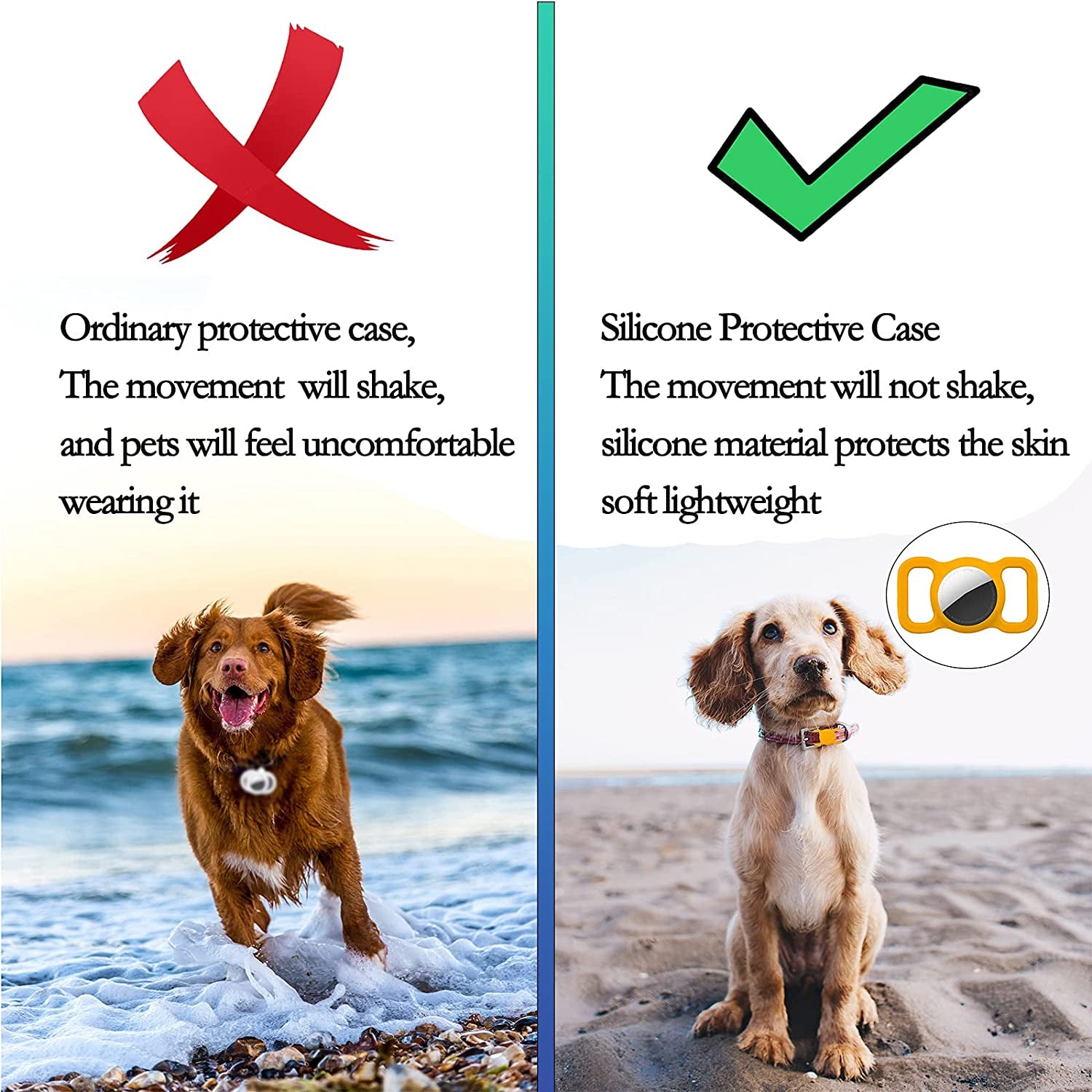 Protective Case Compatible for Airtag GPS Tracker, Fit for Dog Cat Collar Accessories Pet Loop Holder, Silicone Protective Case for Air Tag Lightweight Soft anti Scratch anti Lost(White 1Pack)